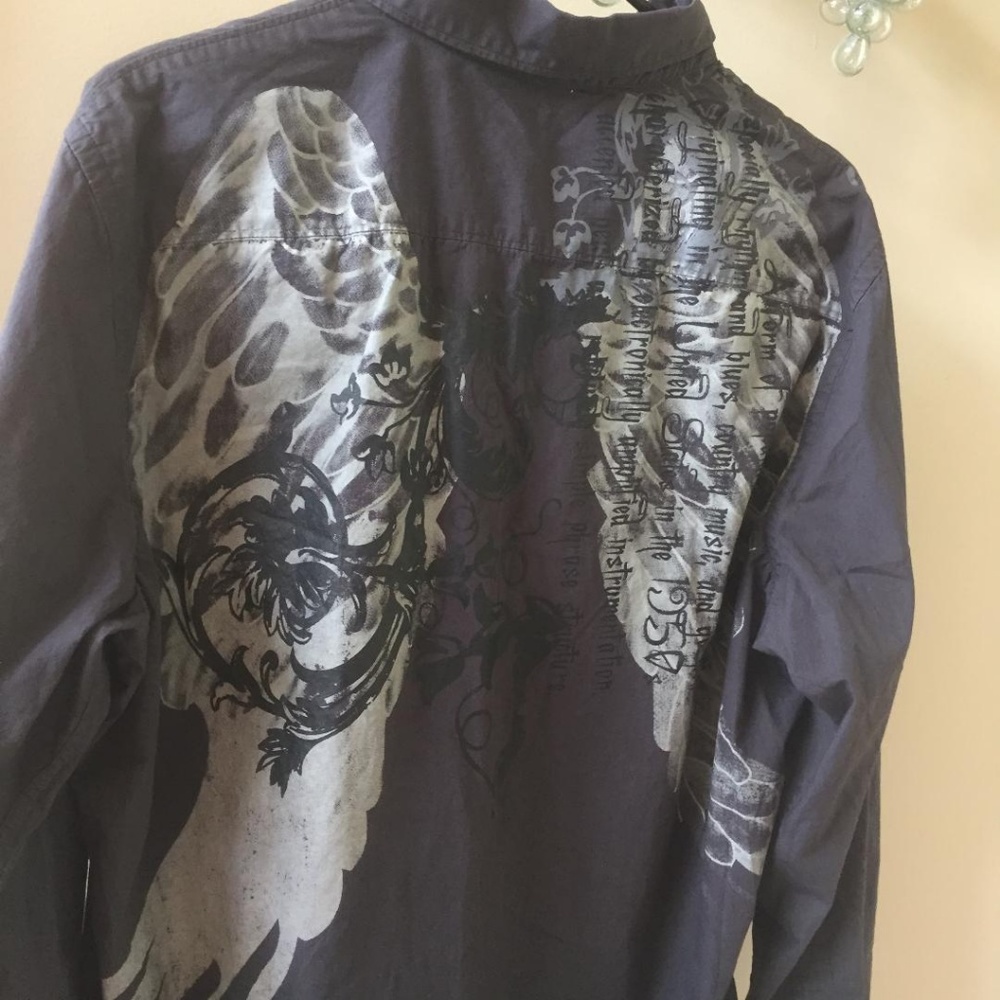 APT. 9 Rock and Roll Wings Black Shirt Large - Picture 5 of 7
